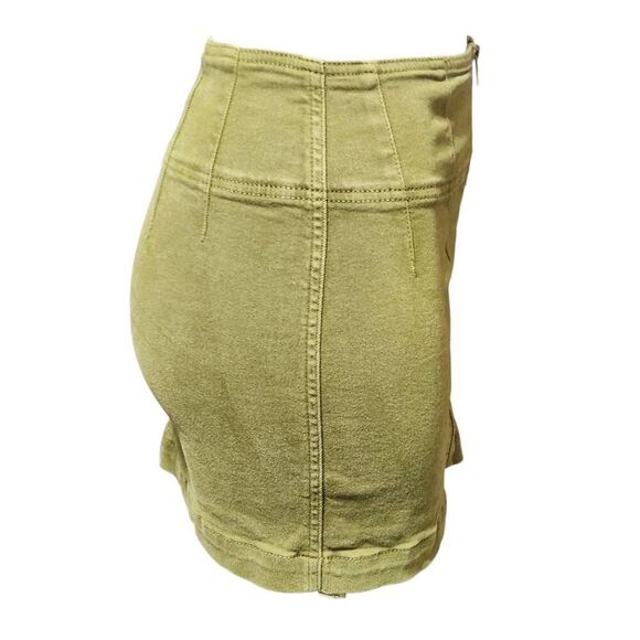 WE THE FREE Free People Virgo Mini Skirt Cadet Green Denim zip front 27 - Picture 4 of 10